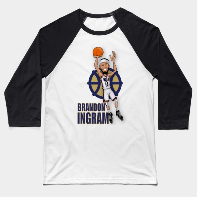 Brandon Ingram Pelicans Caricature Shirt Baseball T-Shirt by Lawless Designs